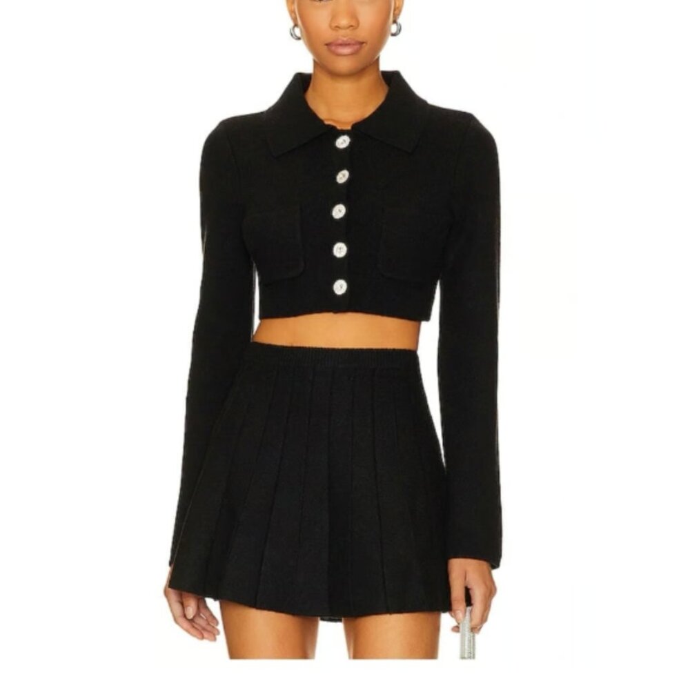 Brand New Nwt Revolve Solveig Cardigan In Black Majorelle